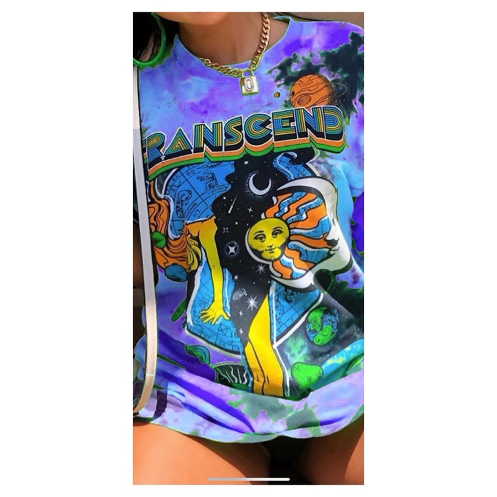 Farrah Edwina Blue Multi Print Tee